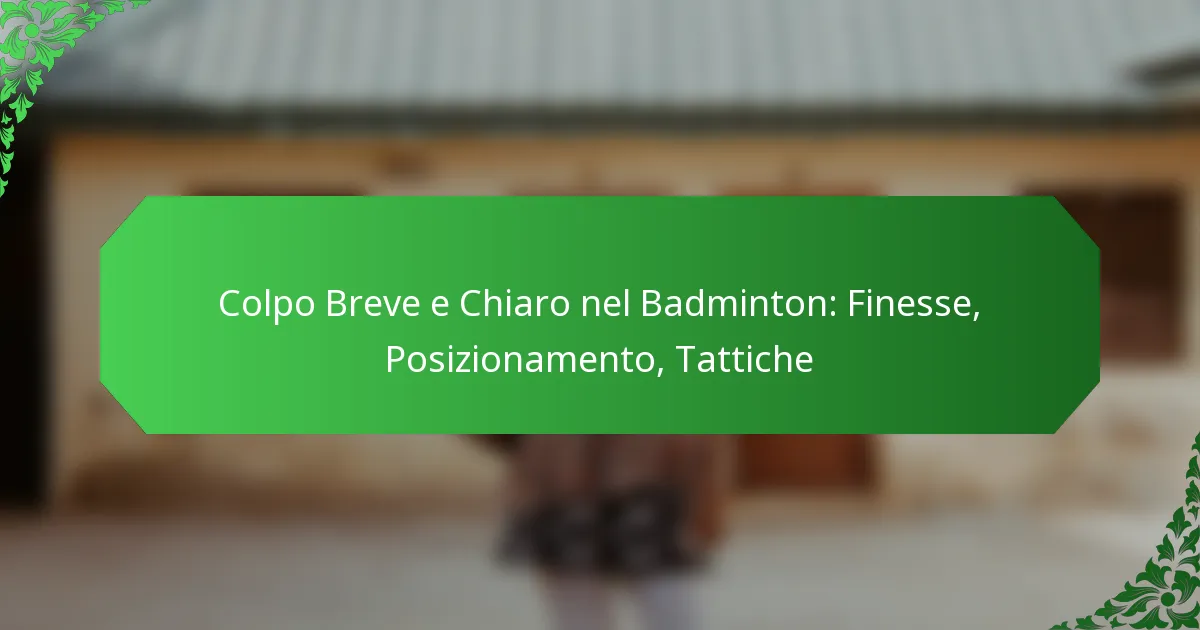 Colpo Breve e Chiaro nel Badminton: Finesse, Posizionamento, Tattiche