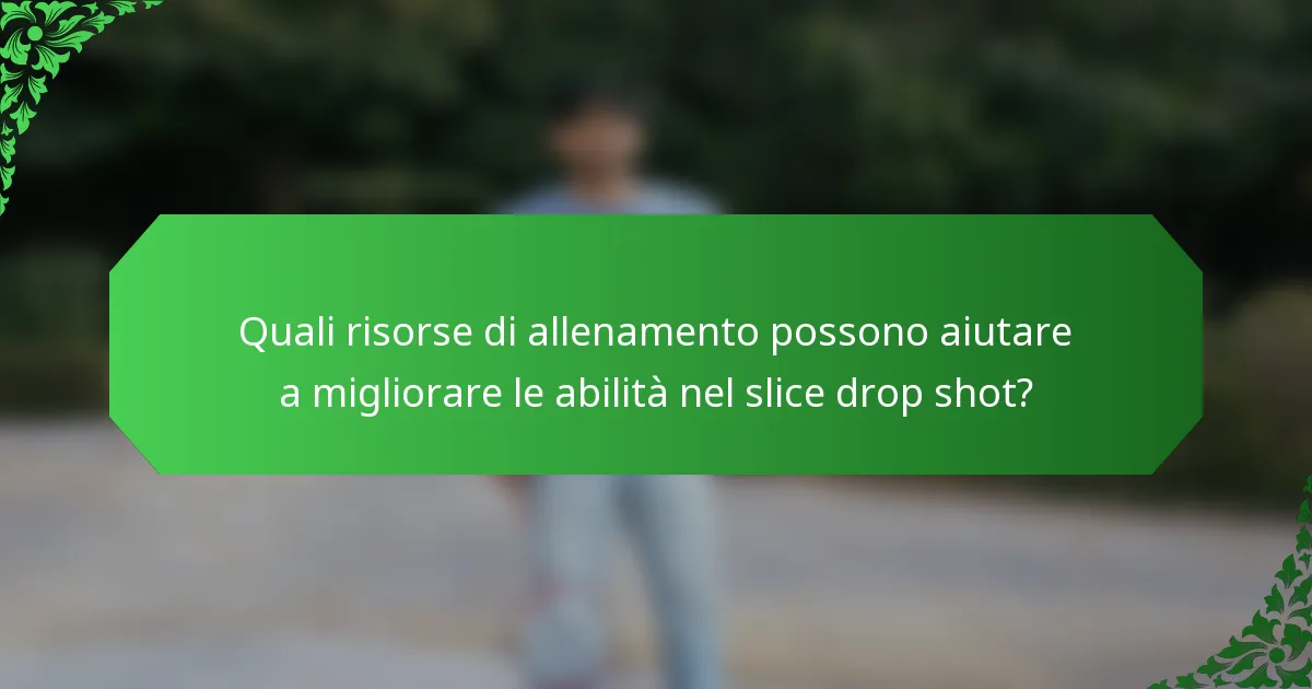 Quali risorse di allenamento possono aiutare a migliorare le abilità nel slice drop shot?